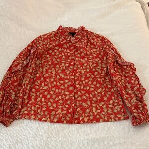 Who What Wear Printed Ruffle Top